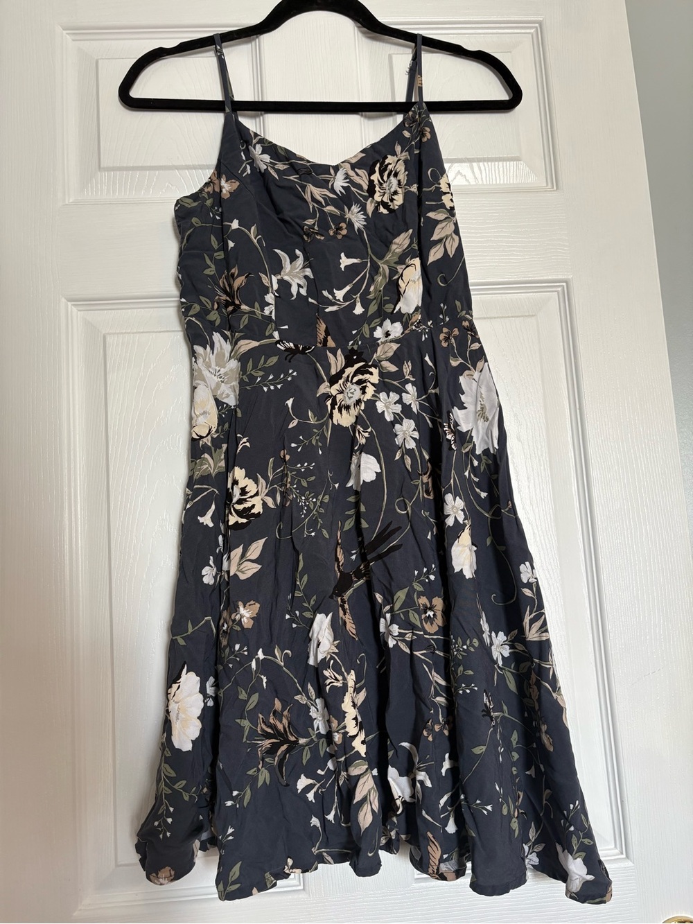 Old Navy Gray Floral Mini Slip Dress with White & Cream Blooms